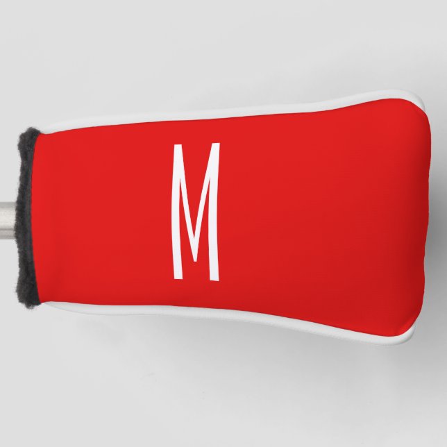Initial Letter Monogram Modern Style Red White Golf Head Cover (Front)
