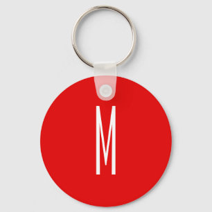 Initial Letter Monogram Modern Style Red White Key Ring