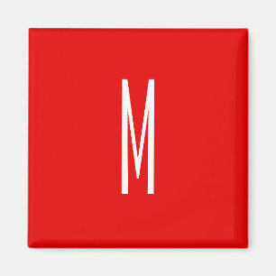 Initial Letter Monogram Modern Style Red White Magnet