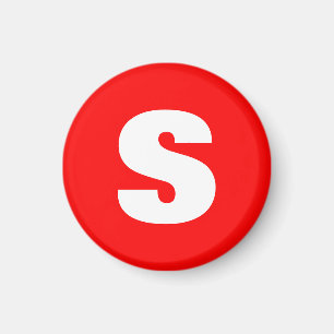 Initial Letter Monogram Modern Style Red White Magnet