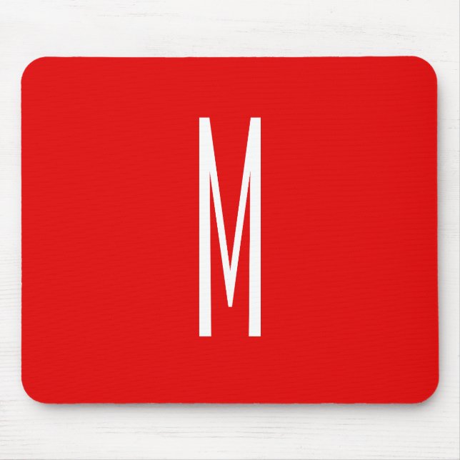 Initial Letter Monogram Modern Style Red White Mouse Pad (Front)
