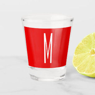 Initial Letter Monogram Modern Style Red White Shot Glass