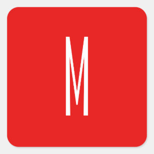 Initial Letter Monogram Modern Style Red White Square Sticker