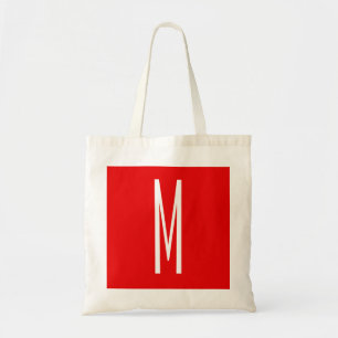 Initial Letter Monogram Modern Style Red White Tote Bag