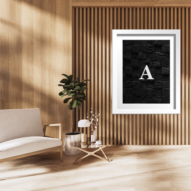 Initial Letter Monogram Modern Stylish Black Stone Poster (Creator Uploaded)