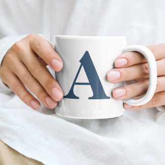 Initial Letter Monogram Modern Stylish Cosmic Blue Coffee Mug