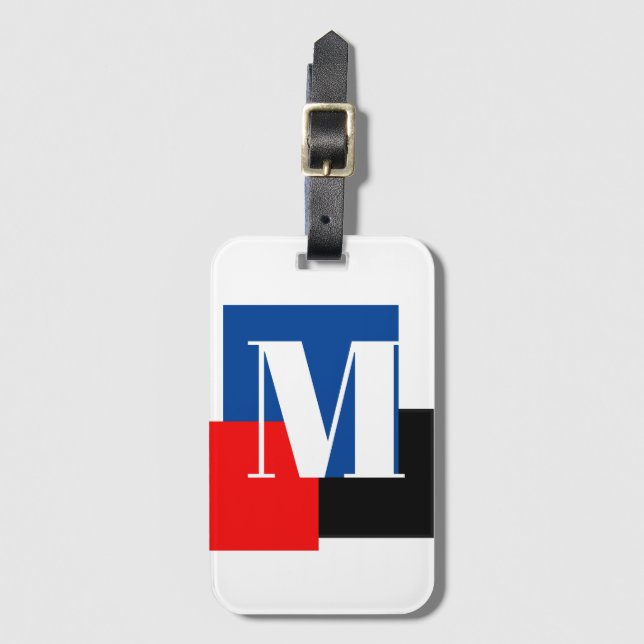 Initial Letter Monogram Modern Stylish Luggage Tag (Front Vertical)