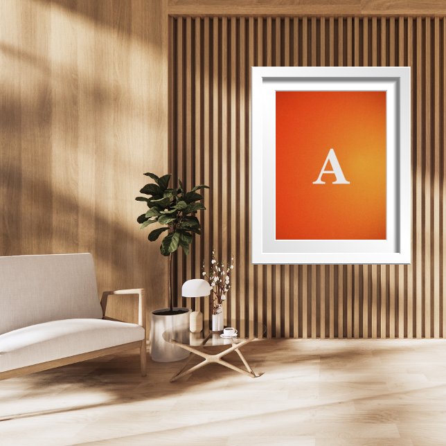 Initial Letter Monogram Modern Stylish Orange Sun Poster (Creator Uploaded)