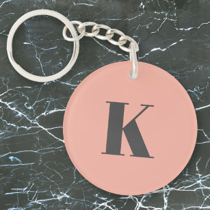 Initial Letter   Monogram Modern Stylish Peach Key Ring