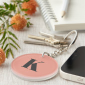 Initial Letter | Monogram Modern Stylish Peach Key Ring (Front Right)
