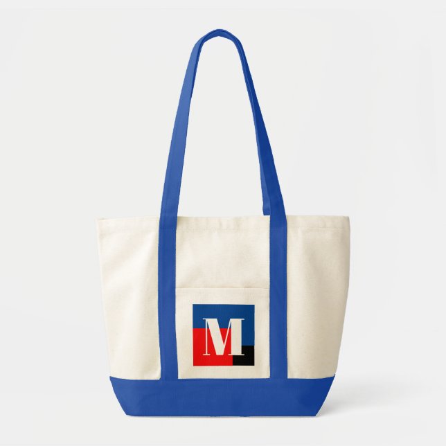 Initial Letter Monogram Modern Stylish Tote Bag (Front)