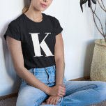 Initial Letter | Monogram Modern Stylish Trendy<br><div class="desc">Simple,  stylish custom initial letter monogram women's t-shirt in modern minimalist typography in white. A perfect custom gift or fashion accessory with a personal touch!</div>