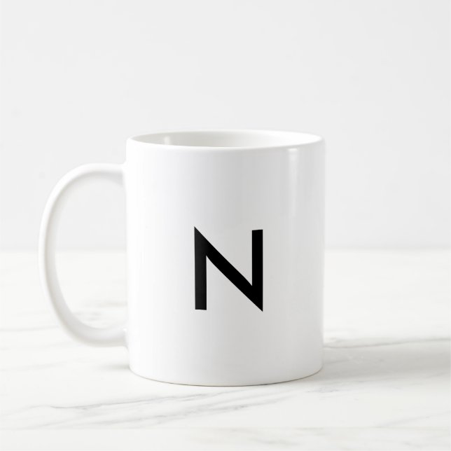 Initial Letter Monogram Modern Stylish Trendy Desi Coffee Mug (Left)