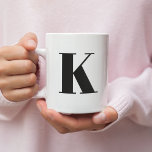 Initial Letter | Monogram Modern Stylish Trendy Two-Tone Coffee Mug<br><div class="desc">Simple,  stylish custom initial letter monogram coffee mug in modern minimalist typography in black. A perfect custom gift or fashion accessory with a personal touch!</div>