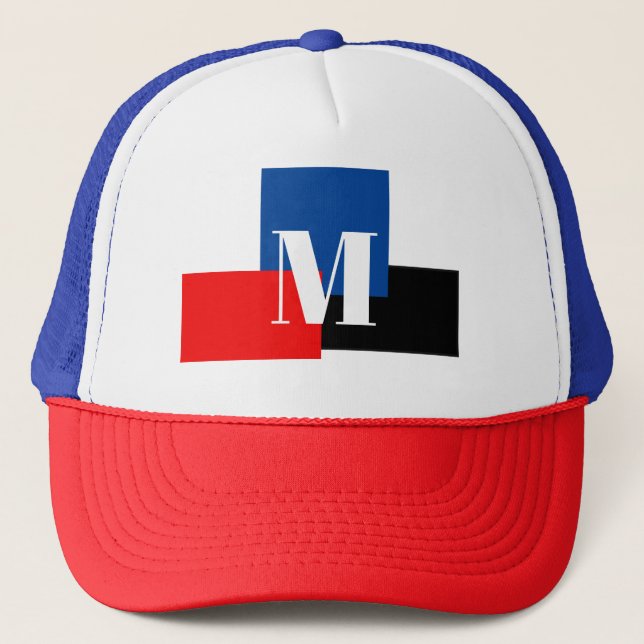 Initial Letter Monogram Modern Stylish Trucker Hat (Front)