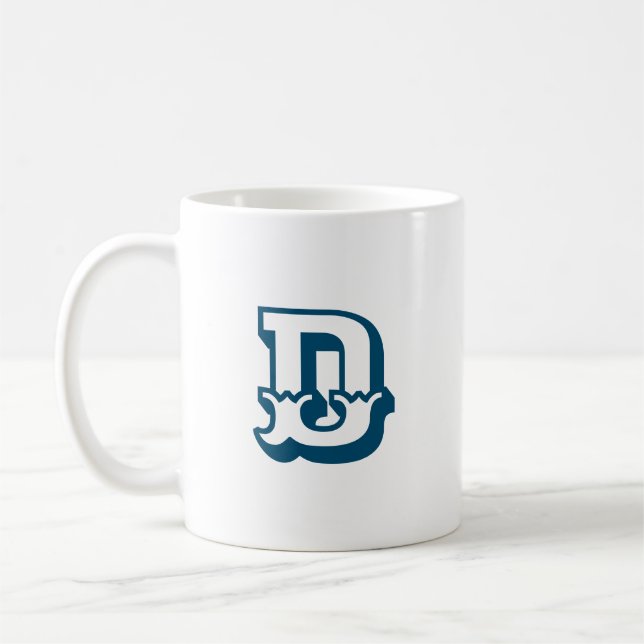 Initial Letter | Monogram Modern Trendy Blue Colou Coffee Mug (Left)