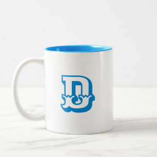 Initial Letter   Monogram Modern Trendy Blue Colou Two-Tone Coffee Mug