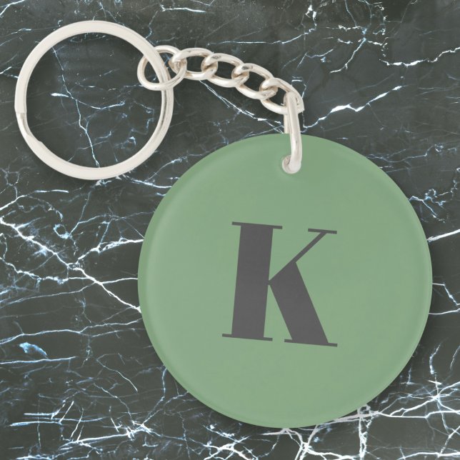 Initial Letter | Monogram Modern Trendy Sage Green Key Ring (Creator Uploaded)