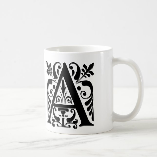 Initial letter Monogram - paper cut style Coffee Mug (Right)