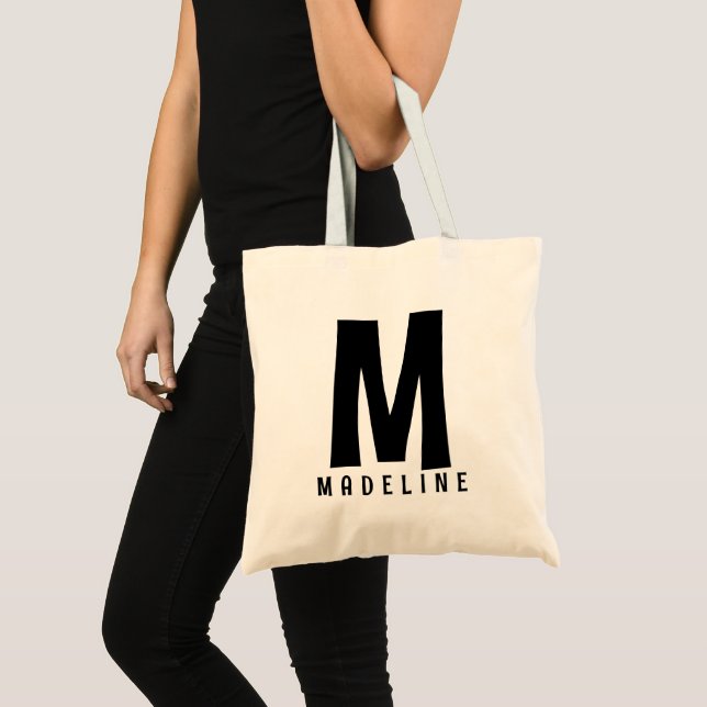 Initial Letter Monogram Personalised Tote Bag (Front (Product))