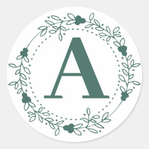 Initial Letter Monogram Personalized Classic Round Sticker