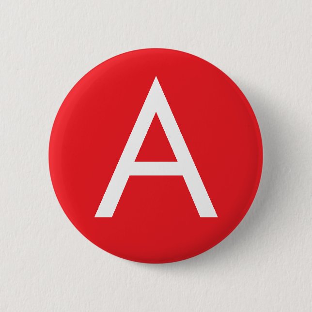 Initial Letter Monogram Red White Plain Modern 6 Cm Round Badge (Front)