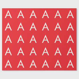 Initial Letter Monogram Red White Plain Modern Wrapping Paper