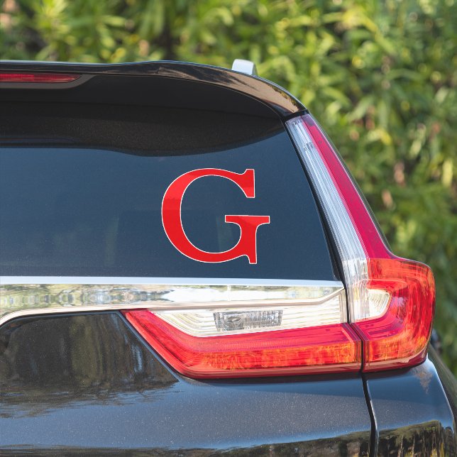 Initial Letter Monogram Red White Plain Simple (Car Side)