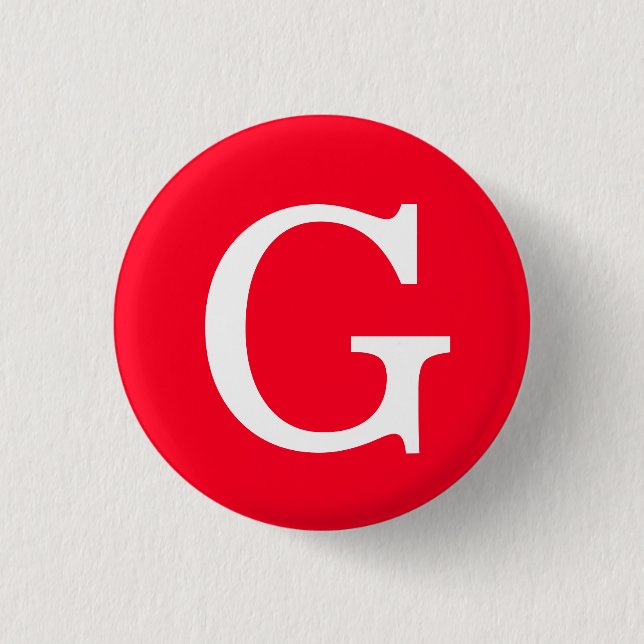 Initial Letter Monogram Red White Plain Simple 3 Cm Round Badge (Front)