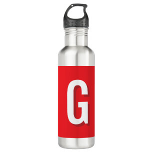 Initial Letter Monogram Red White Plain Simple 710 Ml Water Bottle