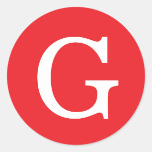 Initial Letter Monogram Red White Plain Simple Classic Round Sticker