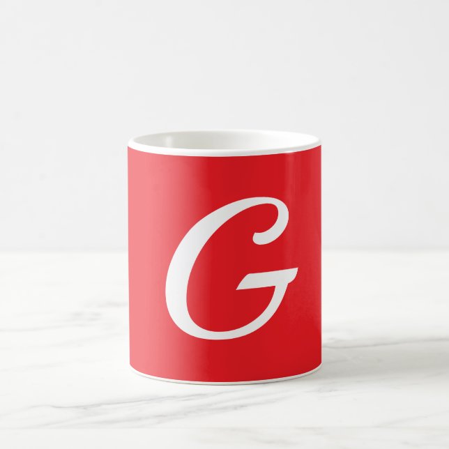 Initial Letter Monogram Red White Plain Simple Coffee Mug (Center)
