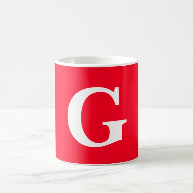 Initial Letter Monogram Red White Plain Simple Coffee Mug (Center)
