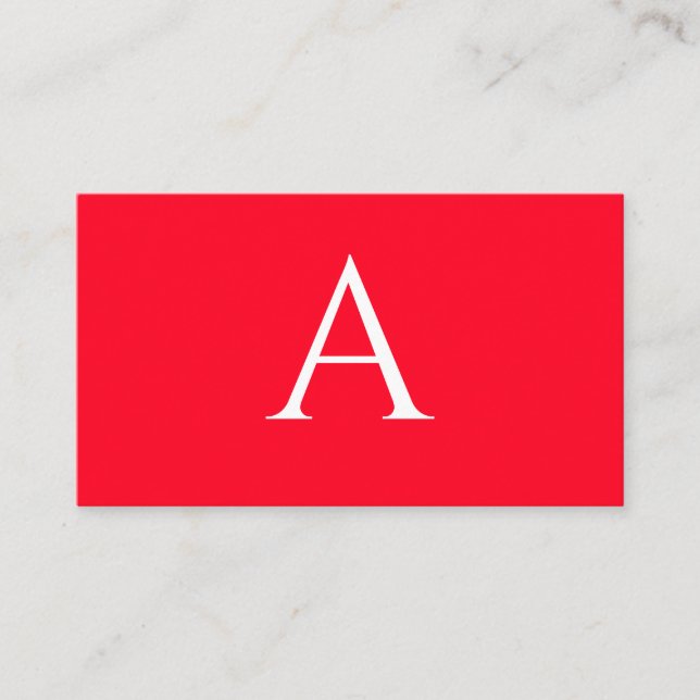 Initial Letter Monogram Red White Plain Simple Enclosure Card (Front)