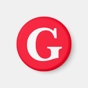 Initial Letter Monogram Red White Plain Simple Magnet