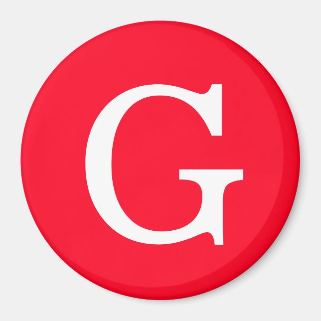 Initial Letter Monogram Red White Plain Simple Magnet (Front)