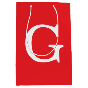 Initial Letter Monogram Red White Plain Simple Medium Gift Bag