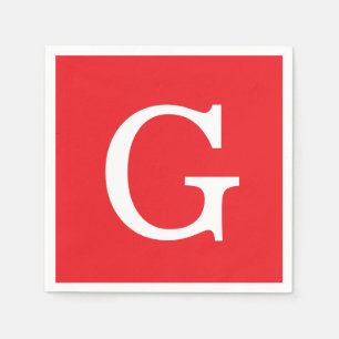 Initial Letter Monogram Red White Plain Simple Napkin