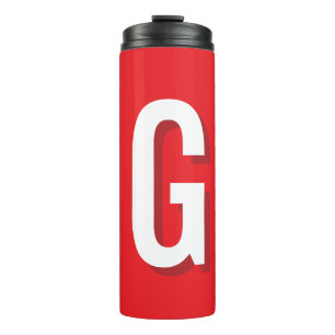 Initial Letter Monogram Red White Plain Simple Thermal Tumbler