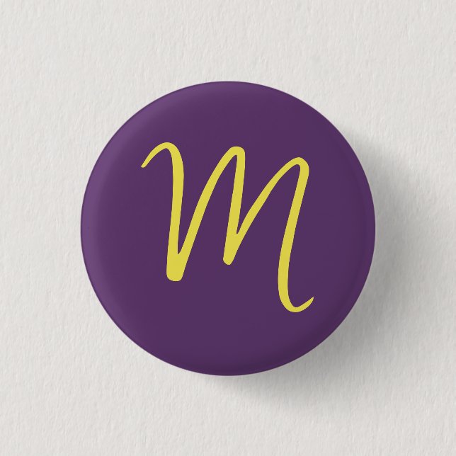 Initial Letter Monogram Stylish Indigo Yellow 3 Cm Round Badge (Front)