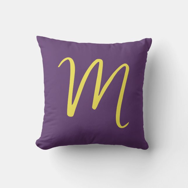 Initial Letter Monogram Stylish Indigo Yellow Cushion (Front)