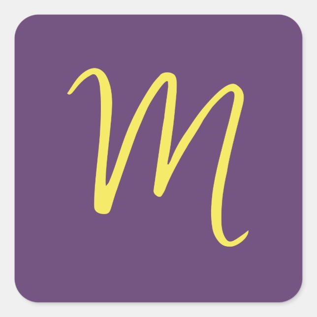Initial Letter Monogram Stylish Indigo Yellow Square Sticker (Front)