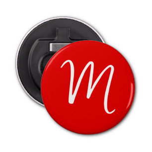 Initial Letter Monogram Stylish Red White Bottle Opener
