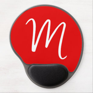 Initial Letter Monogram Stylish Red White Gel Mouse Pad