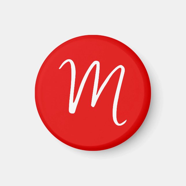 Initial Letter Monogram Stylish Red White Magnet (Front)