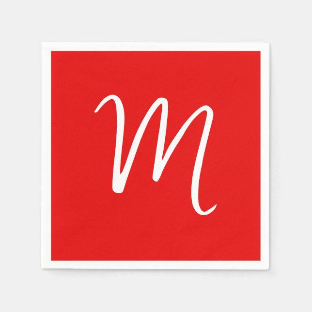 Initial Letter Monogram Stylish Red White Napkin (Front)