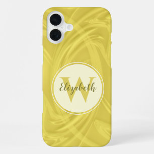 Initial Letter Monogram Yellow Shadows Texture iPhone 16 Plus Case