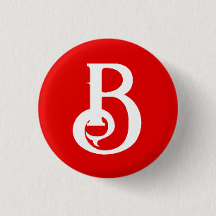 Initial Letter Monogrammed Red White Classical 3 Cm Round Badge