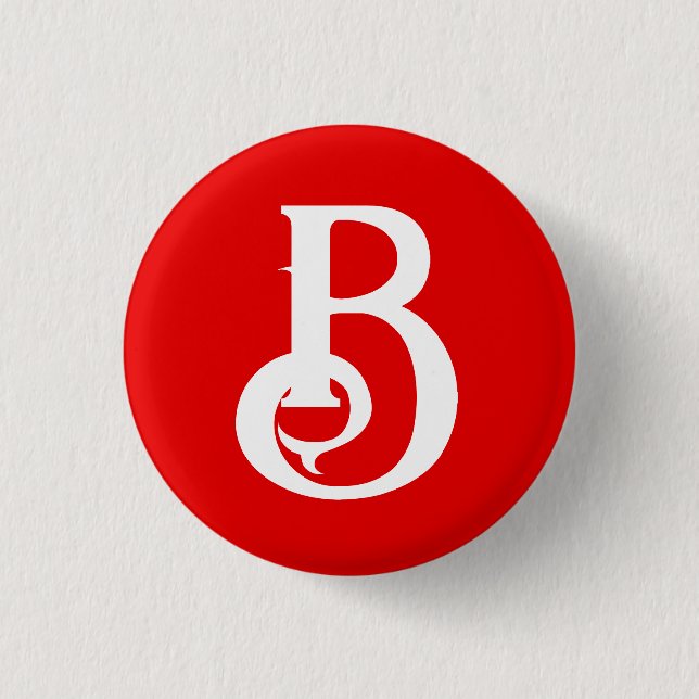 Initial Letter Monogrammed Red White Classical 3 Cm Round Badge (Front)