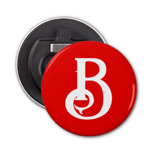 Initial Letter Monogrammed Red White Classical Bottle Opener